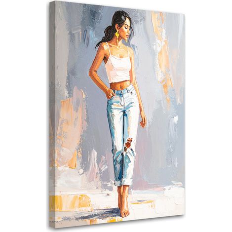 Quadro su tela, Ragazza in jeans - 80x120 (1/2)