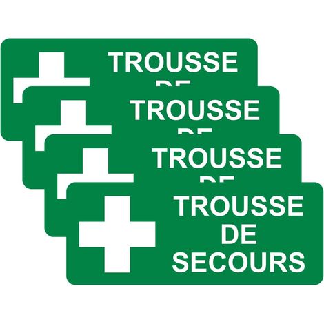Lot de 4 Panneaux de Trousse de Secours - Autocollant en Vinyle Adhésif (200 mm x 80 mm) (1/3)