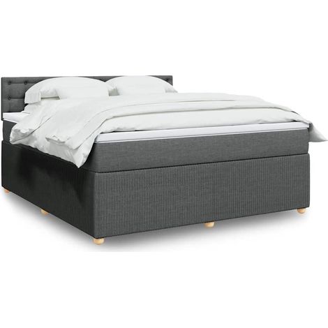Boxspringbett mit Matratze Dunkelgrau 180x200 cm Stoff