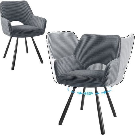 Chaises de salle à manger - WAFTING - Fauteuil pivotant velours - Lot de 2 - Accoudoirs - Pieds métal (1/5)