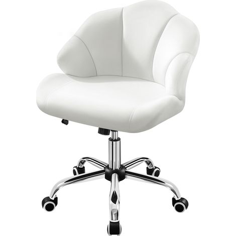 Homevive Silla Escritorio Oficina Silla Ergonomica Silla de Despacho Silla Terciopelo con Ruedas Silla sin Reposabrazo Capacidad 136 KG Blanco (1/5)