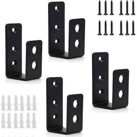 Supports de barricade de porte 2x4, support en U en fer noir, support de sécurité robuste pour barre ouverte (1/5)