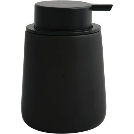 Distributore di Sapone e Lozione Opaco - Distributore di Sapone Liquido in Ceramica - Ricaricabile - Distributore di Sapone Manuale - per Casa e Bagno 400 ML (Nero) (1/5)