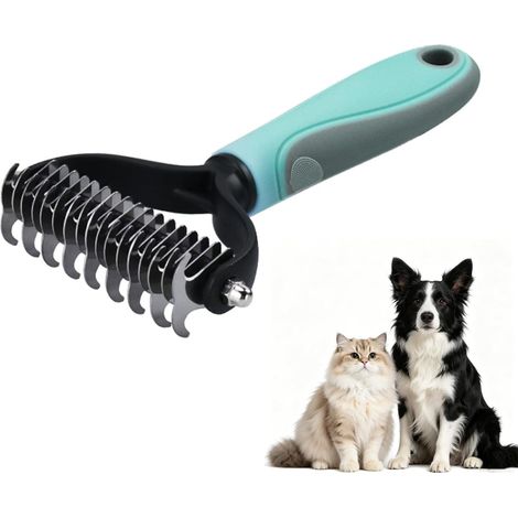 Brosse Double Face 17+9 Dents pour Chien Chat, Brosse Chien Poil Long, Râteau Démêloir à Sous-Poil Élimine Nœuds Tapis Poils Mortes, Outil de Toilettage Professionnel pour Poils Longs ou Courts (1/5)