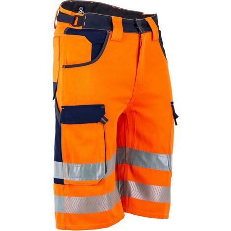 Bermuda de travail multipoches haute visibilité LMA CHANDELLE Orange / Marine 38 (1/3)