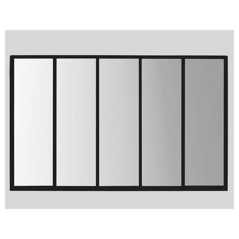 Drawer – Miroir industriel rectangulaire 137x90cm – 5 bandes métal effet fenêtre d'atelier – Apporte luminosité et profondeur à votre intérieur (1/4)