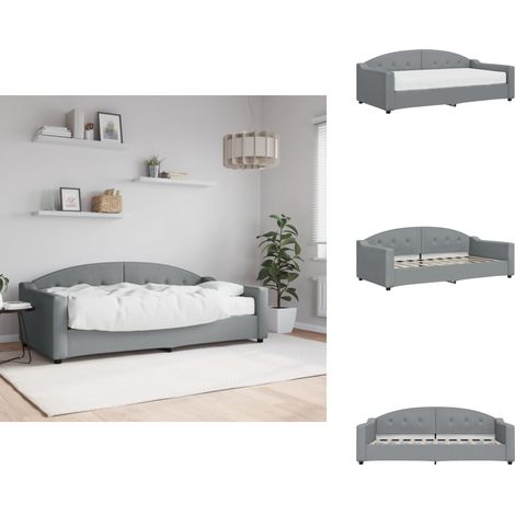 Lit de jour avec matelas gris clair 90x190 cm tissu - Canapé Lit - Lit Deux Places - Lit Convertible - Literie - Mobilier Salle Séjour (1/5)