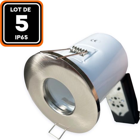 Europalamp – Support spot encastrable IP65 en aluminium brossé – Douille GU10 – 7W max – Isolation à l'air – Pour installation intérieure