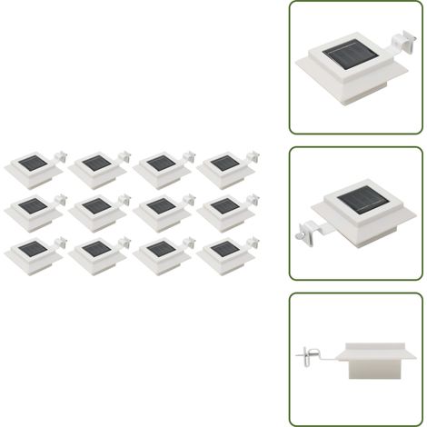Solar-Außenleuchten 12 Stk. LED Rechteckig 12 cm Weiß - LED Solarleuchte - Solarlichtsystem - Außenscheinwerfer - Gartenbeleuchtung - Deko Lichterkette (1/5)