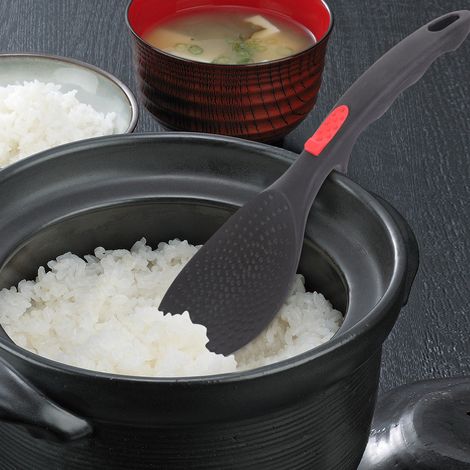 Cuillère à riz à manche en silicone antidérapant pour la maison, ustensile de cuisine (cuillère à riz) (1/5)