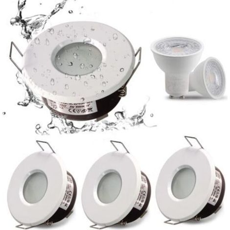 IP65 waterproof LED recessed spotlight, GU10 socket configuration, suitable for bathroom and kitchen spotlights (bulb not included) White Downlight cutout 75mm (1/5)
