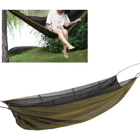 Hamac de Randonnée Léger et Portable avec Moustiquaire Intégrée pour Camping - Vert Foncé