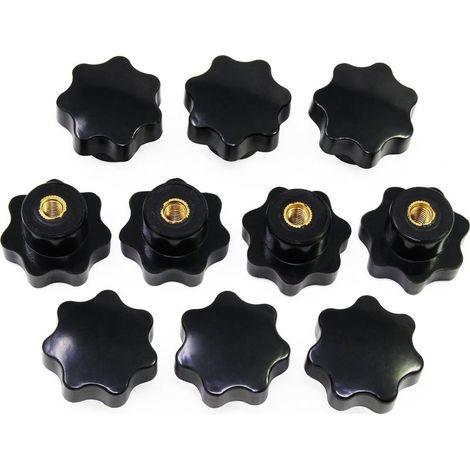 M6 Star Knobs, Female Thread Knurled Knob, Black Plastic Handle Tightening Knobs for Mechanical Equipment (1/5)