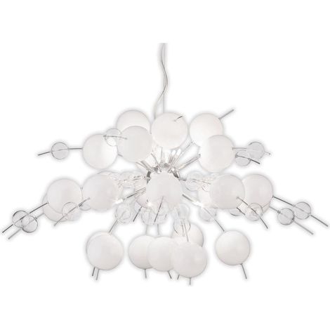 Suspension Design Explosion en Métal et Verre Blanc et Chrome Ø 98 cm Douilles G9 pour Salon - PANGIVO (1/5)