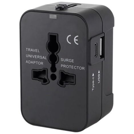 Adaptateur de voyage, adaptateur secteur universel, convertisseur de prise secteur, chargeur de voyage avec ports de charge USB-C et USB-A pour téléphones portables