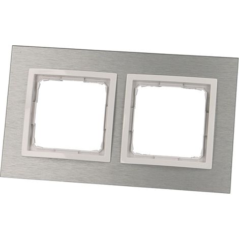 Plaque enjoliveur double finition inox Simon Premium (1/2)
