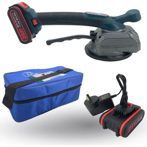 Vibratore elettrico per piastrelle, ventosa per piastrellista, vibratore per piastrelle, 5 velocità regolabili, capacità di assorbimento di 100 kg (2 batterie) (1/4)