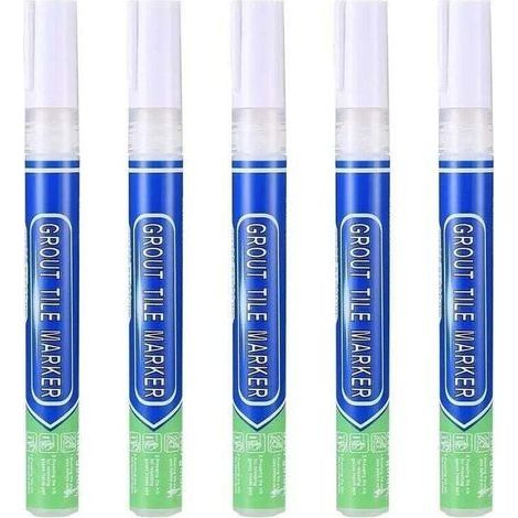 Stylo Coulis - Blanc - Formule Hydrofuge - Séchage Rapide - Pour Joints Carrelage Mural et Sol - Cuisine Salle De Bain - 5 Pièces (1/5)