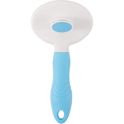 Brosse de toilettage de Chien, Brosse Chat Poil Long, Brosse Chiens et Chats Autonettoyante, avec Enlèvement des Poils en Un Clic, pour Chiens et Chats de Petite, Moyenne et Grande (Bleu) (1/5)