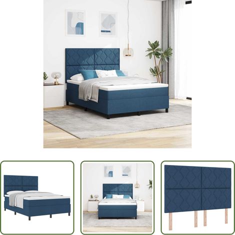 vidaXL Matelas ferme-moyen - Lit à ressorts avec matelas Bleu 160 x 200 cm tissu (1/5)