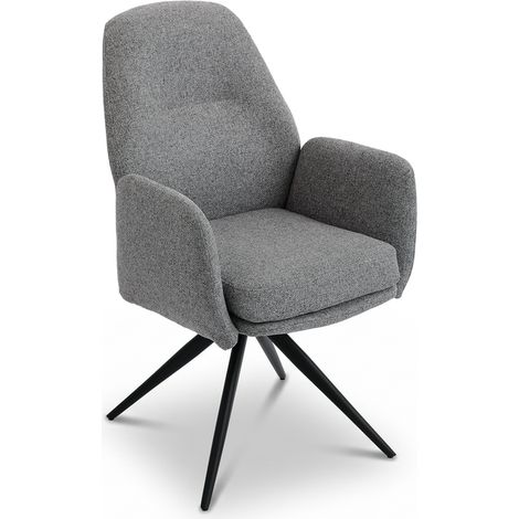 Bon Furni Webstoff Esszimmerstuhl Taubengrau, 1er, 360° drehbar, ergonomisch mit hoher Elastizität & Armlehnen