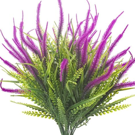 1 bouquet de fleurs artificielles avec herbe, fausses fleurs pour jardin et jardinière.-AquaForge