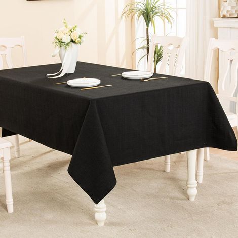 Nappe lavable Noir 120x120 cm aspect lin imperméable infroissable