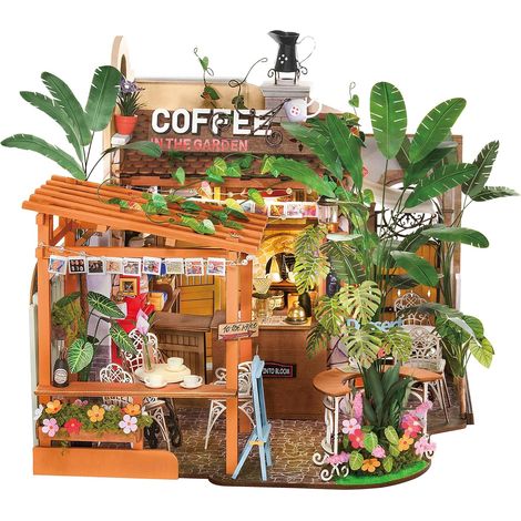 Maison de Poupée en Bois Artistique, Leafree Café (1/5)