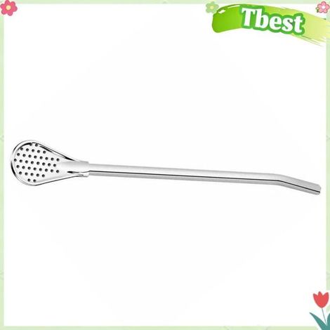Tbest cuillère à paille en acier inoxydable Cuillère à Paille Multifonctionnelle en Acier Inoxydable avec Filtre, articles cafe (1/5)