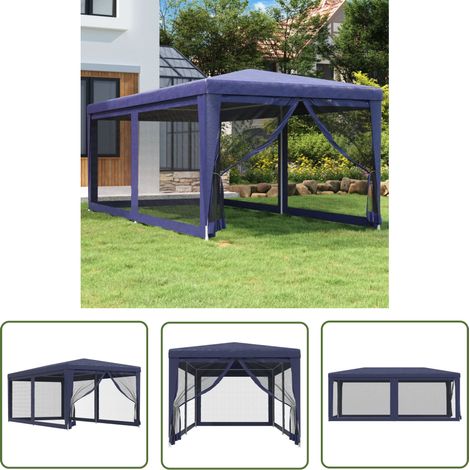 The Living Store Partyzelt mit 6 Mesh-Seitenwänden Blau 3x6 m HDPE - Partyzelt - Outdoorzelt - Gartenpavillon - Sommergarten - Festzelt (1/5)