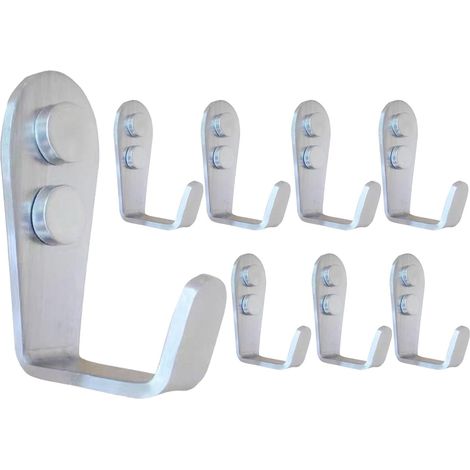 Gancio singolo da parete in acciaio inox, 8 ganci appendiabiti in metallo, piccoli ganci appendiabiti a L per ingresso, cucina, camera da letto, bagno, garage, giardino, ufficio, WC, argento (1/5)