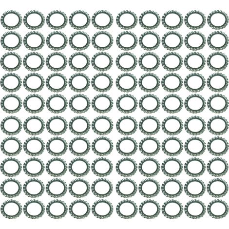 100x Rondelle évantail plate à denture extérieure rondelle frein dentelée en acier zingué DIN 6798 forme A Dent Blocage Fixation Vis Boulon Quincaillerie Electricité, M6x11x0,7mm (1/2)