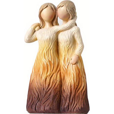 [Ornement de Bureau en Bois Sculpté] Collection Famille - Frères et Sœurs (1 Pièce), Cadeau Fête des Pères / Fête des Mères en Bois Naturel (1/5)
