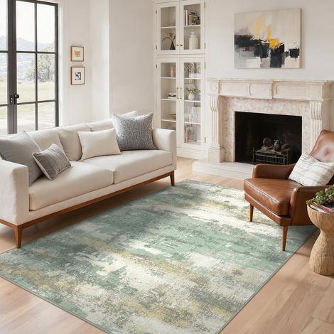 Tapis Salon Résumé 120x170cm Lavable en Machine Rug AntidéRapant Poil Ras, pour Chambre Salle a Manger Descente de Lit Bureau, Cuisine, Mousse D’automne (1/5)