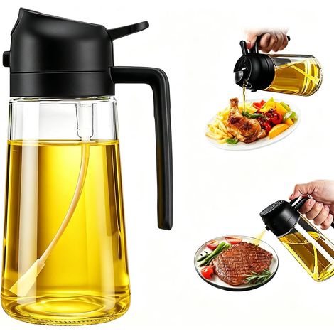 Ölsprüher, 470ml Öl Sprühflasche für Speiseöl und Olivenöl, 2 in 1 Ölspray Ölzerstäuber,Feiner Sprühspender für Küche, Salat, Grillen Backen