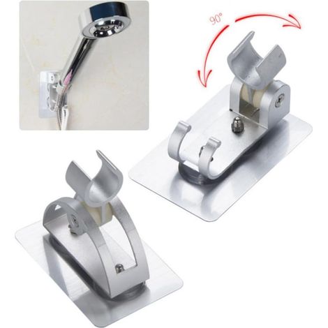 2 Pièces Support de Pommeau de Douche Réglable Aluminium Spatial Base de Pommeau de Douche sans Perçage pour Salle de Bain (1/5)