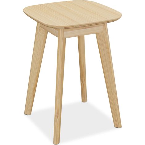 Relaxdays Esszimmerhocker aus Bambus, Sitzhocker Küche, Flur & Bad, HxBxT: 46 x 33 x 33 cm, Hocker für Pflanzen, natur (1/5)