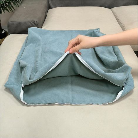 Housse de Coussin Lavable Bleu Poussiéreux avec Fermeture Éclair 60 × 50 × 18 cm, 2 Pièces pour Canapé Salon Chambre, Garniture Non Incluse (1/5)