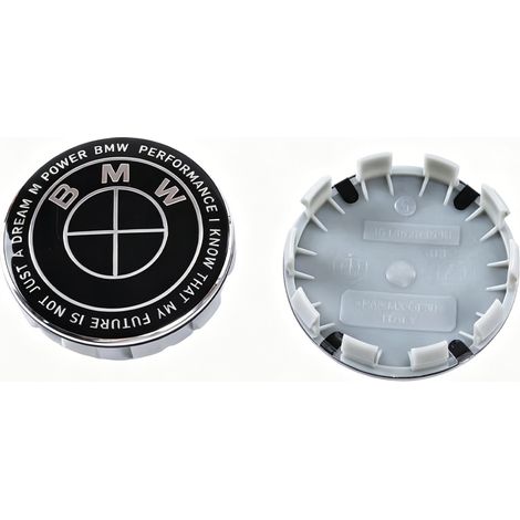 Satz mit 4 Radnabenkappen (68 mm), kompatibel mit den Serien 1, 3, 5, 7, X1, X3, X4, X5 und X6, Felgenemblem „Black Thunder Edition“, 4 Stück (1/3)