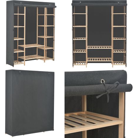 Garde-robe Gris 135 x 40 x 170 cm Tissu - Armoire - Placard - Dressing - Meuble Rangement - Armoire Tissu - Home & Living (1/5)