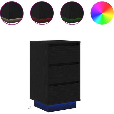 Maison Exclusive - Nachttisch mit LED-Leuchten Schwarz 38x34x65 c
