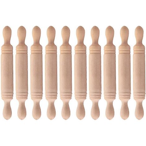 Lot de 10 mini rouleaux à pâtisserie en bois, accessoires de tournage, modèles de rouleaux à pâtisserie pour maison de poupée-5X0.7X0.7CM (1/4)