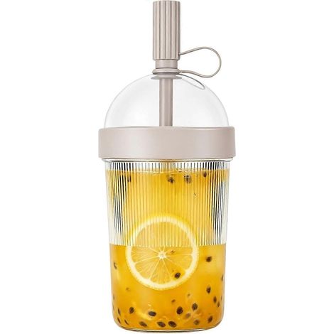 Tasse à café réutilisable 500 ml, paille + manchon silicone antidérapant, adaptée maison, déplacements et études (1/5)