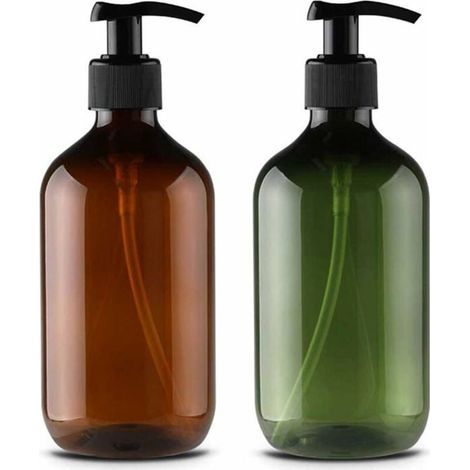 2 flacons vides rechargeables en plastique pour lotion de 500 ml shampooing crme douche gel douche distributeur de liquide Label (1/4)