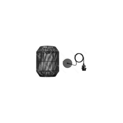 Suspension cylindrique noire en corde, culot E27, style Wabi-Sabi (ampoule non incluse)