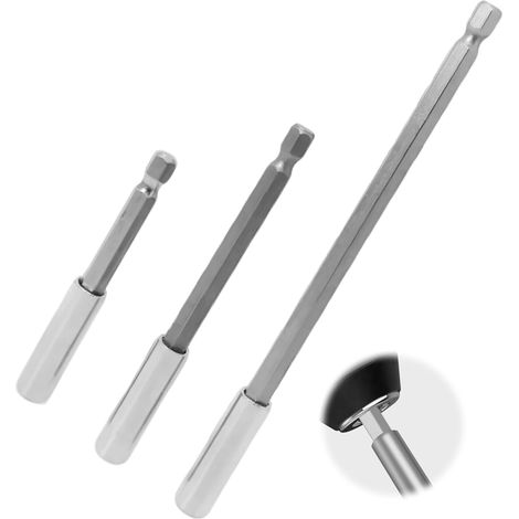 Tige d'Extension Magnétique pour Foret Électrique - Support d'Extension de Foret Hexagonal 1/4", Ensemble de 3 Pièces, Longueurs 75/100/150mm, en Acier au Carbone + CRV, pour Clés à Chocs (1/5)