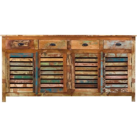 Made In Meubles – Buffet en bois coloré 90x180x40cm – 4 portes et 4 tiroirs – Rangement optimal pour vaisselle et matériel – Style Ethnik (1/5)