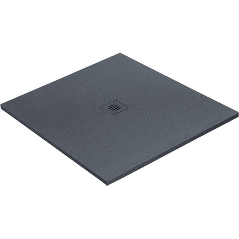 Receveur résine 120 x 120 cm gris granit imitation granit - grille carrée centrée (1/5)