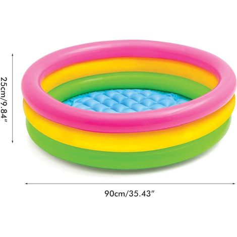 60cm/90cm/120cm Piscine pour bébé 3 couleurs arc-en-ciel ronde PVC gonflable piscine pour enfants petite pompe piscine gonflable pour enfants (1/5)