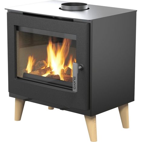 SUPRA Poêle à bois étanche - Émile noir horizontal - acier et fonte - sortie Ø150 mm - design scandinave (1/5)